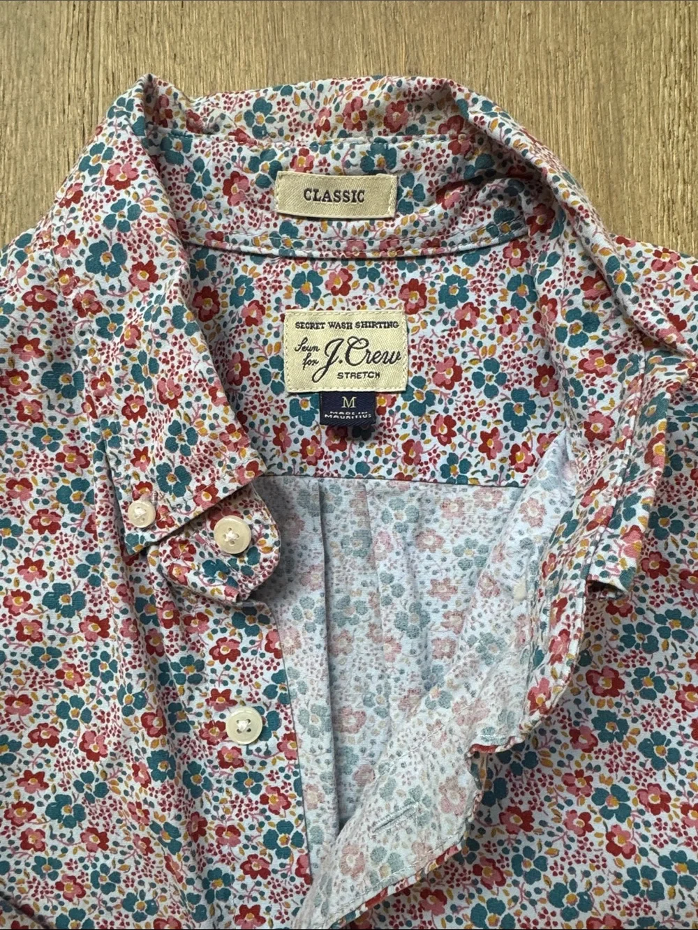 J. Crew Floral Button-Down Shirt in Red and Blue